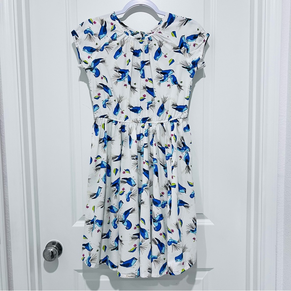 Land’s End Kids Girl’s Short Sleeve Midi Dress Spring Bird Print Sz. 12